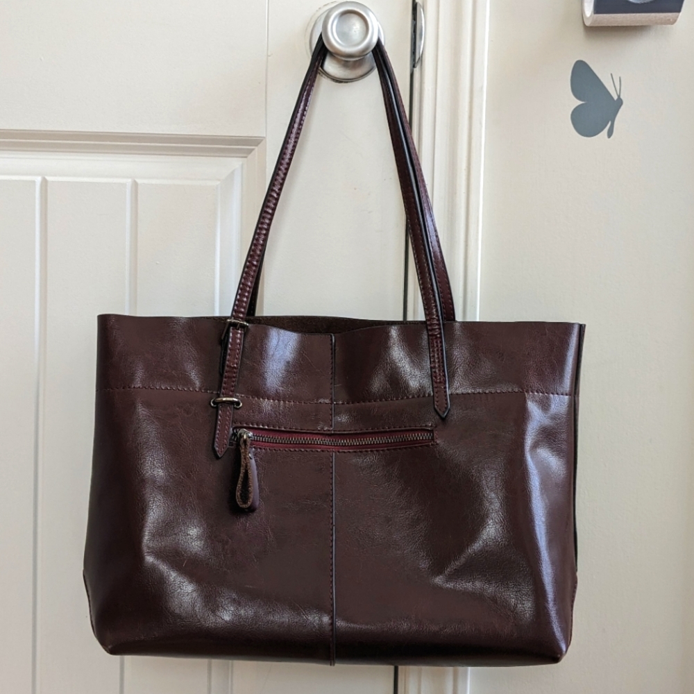 Classic Brown Leather Tote Bag - Women